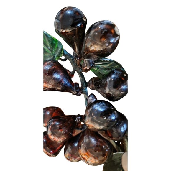 2 Vintage Alabaster & Glass Grape Cluster Decoration White Purple MCM - Picture 4 of 16